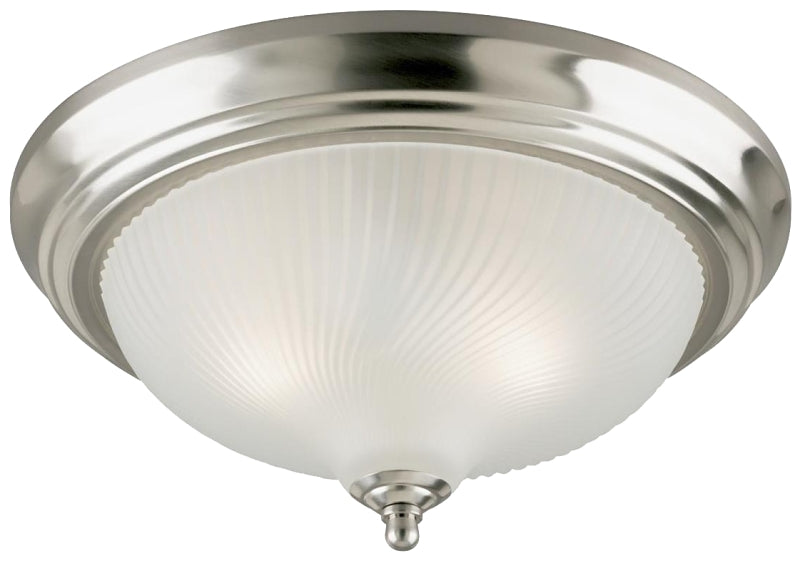 Westinghouse 6430500 Flush Mount Ceiling Fixture, Brushed Nickel Fixture, Frosted Swirl Shade, 2-Lamp