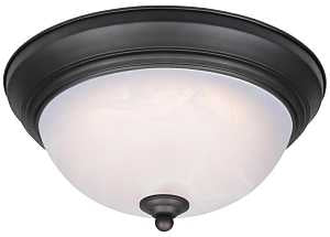 Westinghouse 6400600 Flush Mount Ceiling Fixture, Oil-Rubbed Bronze Fixture, Alabaster Shade, White Shade, 120 V