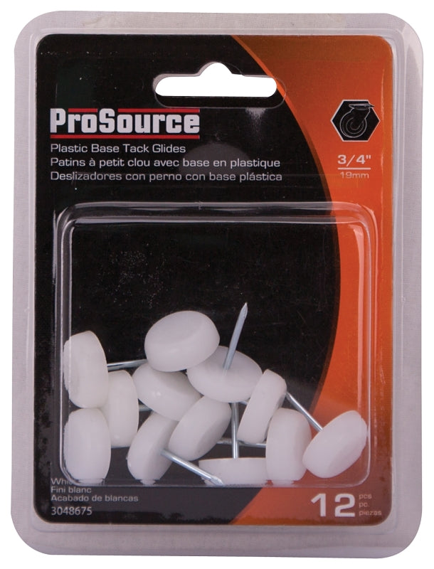 ProSource FE-50302-PS Furniture Glide, Plastic, White, White, 3/4 x 3/4 x 15/16 in Dimensions