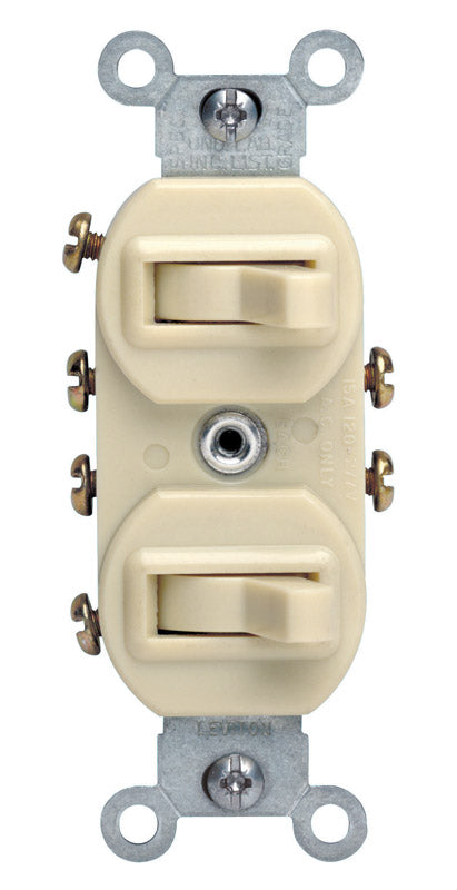Leviton 15 amps Three Pole Toggle Duplex Combination Switch Ivory 1 pk