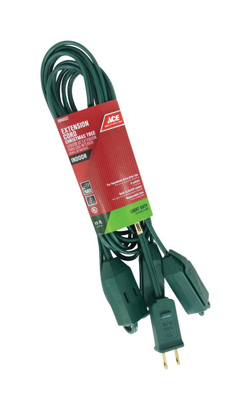 Ace Indoor 15 ft. L Green Extension Cord 18/2 SPT-2