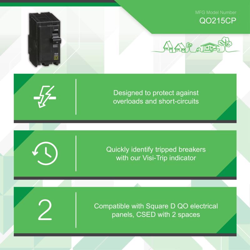 Square D QO 15 amps Plug In 2-Pole Circuit Breaker