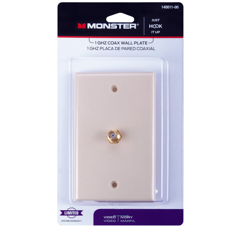Monster Just Hook It Up Ivory 1 gang Plastic Coaxial Wall Plate 1 pk, Pack of 6