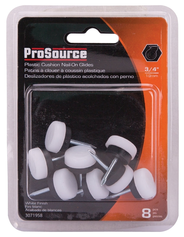 ProSource FE-50311-PS Furniture Glide, Plastic, White, White, 3/4 x 3/4 x 1-3/16 in Dimensions