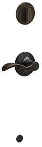 Schlage J Series JH59SEV716RH Handleset Interior Trim, Wave, 3 Grade, Mechanical Lock, Metal, Aged Bronze, Lever Handle