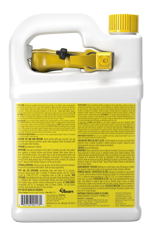 Spray & Forget SFDRTUG04 House and Deck Cleaner, 1 gal Bottle, Liquid, Orange, Clear