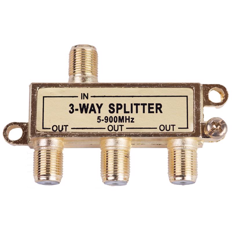 Monster Just Hook It Up 3 Way Coax Splitter 75 ohm 900 MHz 1 pk, Pack of 4