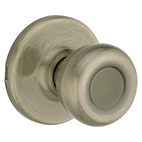 Kwikset 200T 5RCLRCSBX Passage Knob, Tylo, 2-19/32 in L x 2-5/8 in W x 2-5/8 in H Dimensions, Antique Brass