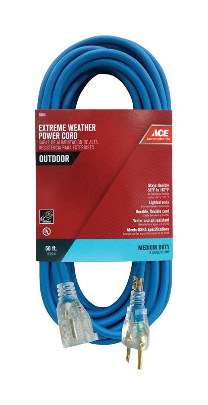 Ace Outdoor 50 ft. L Blue Extension Cord 14/3 SJOW