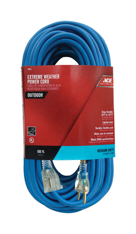 Ace Outdoor 100 ft. L Blue Extension Cord 14/3 SJOW