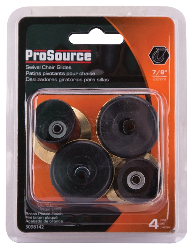 ProSource FE-51144-PS Furniture Slide Glide, PE/Steel, Black, Brass, 1-3/8 x 1-3/ x 1-3/8 in Dimensions