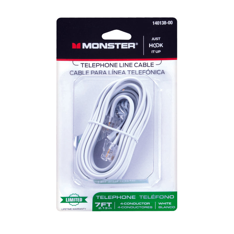 Monster Just Hook It Up 7 ft. L White Modular Telephone Line Cable, Pack of 6