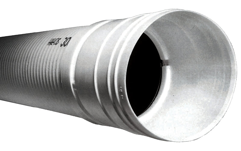 ADS 4550010 Triple-Wall Pipe, 4 in, 10 ft L, Bell x Spigot, HDPE, White