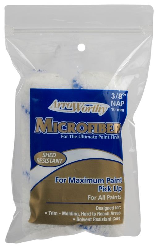 Arroworthy 4-MFR3T/P Mini Roller Cover, 3/8 in Thick Nap, 4 in L, Microfiber Cover, 12/PK