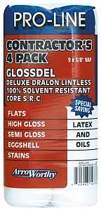 Arroworthy 9FGL3-4PK Paint Roller Cover, 3/8 in Thick Nap, 9 in L, Microfiber Cover, White