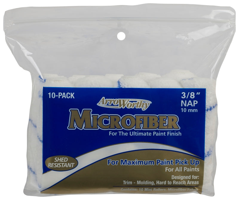 Arroworthy 4-MFR3CK Mini Roller Cover, 3/8 in Thick Nap, 4 in L, Microfiber Cover, 6/PK