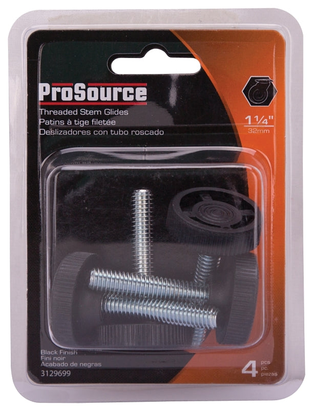 ProSource FE-S505-PS Furniture Glide, PE/Steel, Black, Black, 1-1/4 x 1-1/4 x 2-1/8 in Dimensions
