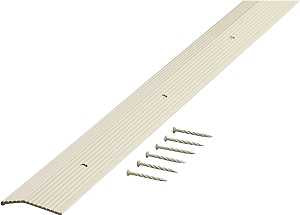 M-D 74187 Carpet Trim, 36 in L, 1.38 in W, Fluted Surface, Aluminum, Almond