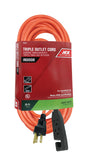 Ace Indoor 25 ft. L Orange Triple Outlet Cord 16/3 SJT