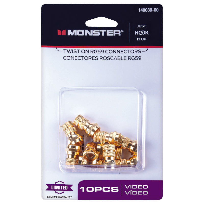 Monster Just Hook It Up Twist-On RG59 Coaxial Connector 10 pk