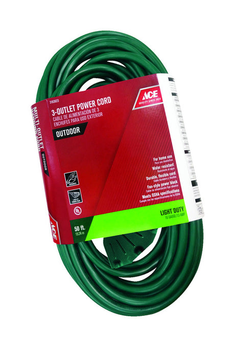 Ace Outdoor 50 ft. L Green Triple Outlet Cord 16/3 SJTW