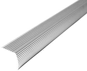 M-D 43309 Fluted Stair Edge, 36 in L, 1.22 in W, Metal, Satin Silver