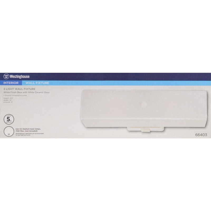 Westinghouse White 2 lights Incandescent Bathroom Channel Fixture Wall Mount