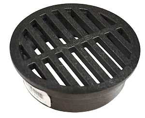 DrainTech 0440SDB Drop-In Drain Grate, 4-9/16 in Dia, Round, Polyethylene, Black