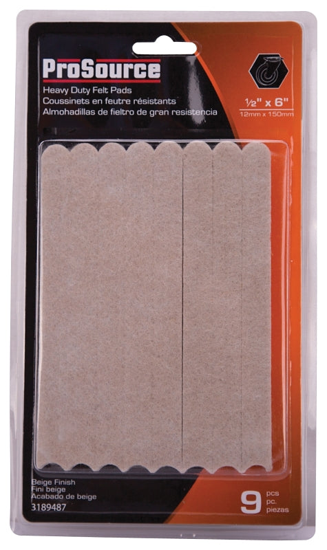 ProSource FE-S106-PS Furniture Pad, Felt Cloth, Beige, 6 x 1/2 in Dia, 1/2 in W, 3/16 in Thick, Square