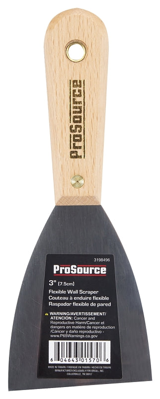 ProSource 01570R Wall Scraper, 3 in W Blade, Full Tang Blade, HCS Blade, Rosewood Handle, 7-3/4 in OAL