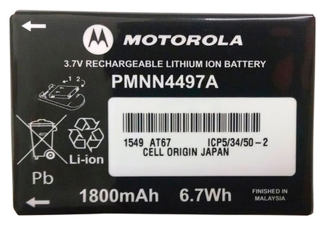 Motorola Lithium Ion 3.65-Volt 3.7 V 1800 mAh Rechargeable Battery PMNN4497 1 pk