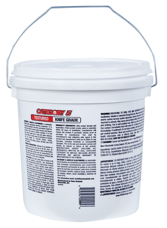 Tower Sealants CATEGORY 5 TS-00095 Knife-Grade Textured Patch, White, 1 gal, Pack of 4