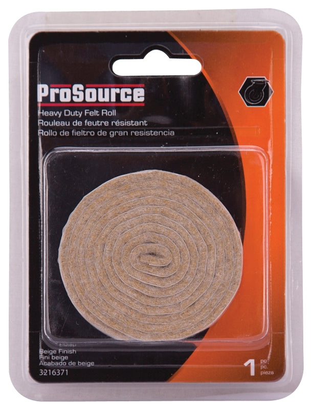 ProSource FE-50232-PS Furniture Pad, Felt Cloth, Brown, 40 x 3/8 in Dia, 3/8 in W, 7/64 in Thick, Roll