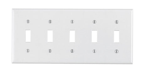 Leviton White 5 gang Plastic Toggle Wall Plate 1 pk