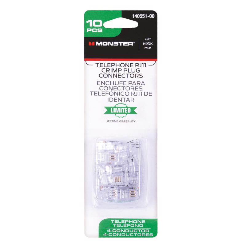 Monster Just Hook It Up RJ-11 Crimp Plug Connector, Pack of 6