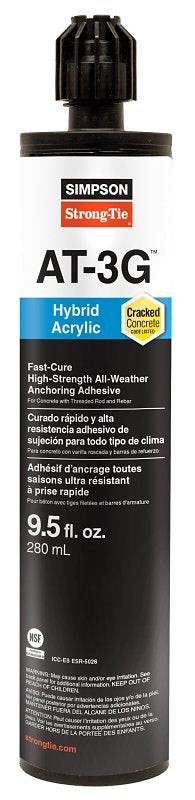 Simpson Strong-Tie AT3G AT3G10 High-Strength Hybrid Acrylic Adhesive, Paste, 9.5 oz Cartridge, Coaxial Cartridge