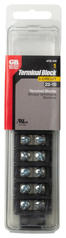 Gardner Bender GTB-408 Terminal Block, 600 V, 30 A, 8 -Pole, 2 -Row