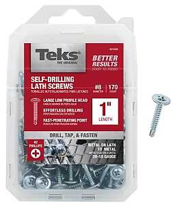 Teks 21528 Lath Screw, #8 Thread, 1.63 in L, Truss Head, Phillips Drive, Drill Point, Zinc