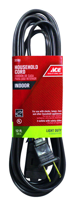 Ace Indoor 12 ft. L Brown Extension Cord 16/2 SPT-2