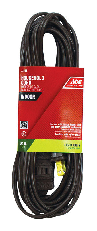 Ace Indoor 20 ft. L Brown Extension Cord 16/2 SPT-2