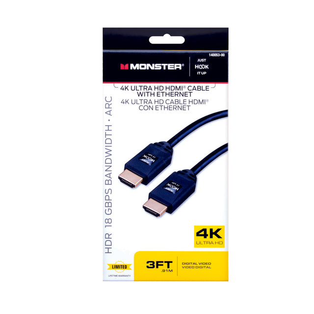 Monster Just Hook It Up 3 ft. L High Speed Cable with Ethernet HDMI