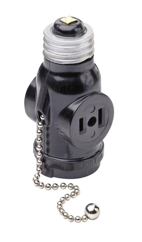 Leviton Plastic Medium Base Lampholder 1 pk