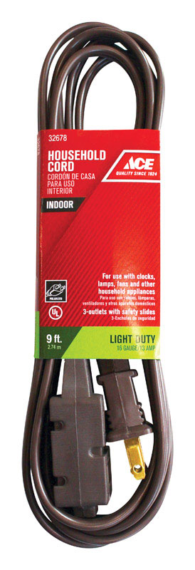 Ace Indoor 9 ft. L Brown Extension Cord 16/2 SPT-2