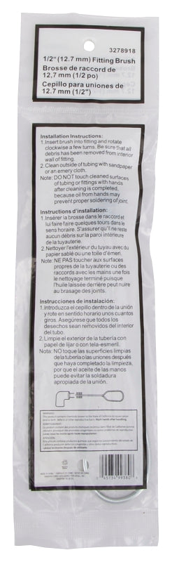 ProSource PMB-508-3L Fitting Brush, 6-1/4 in OAL, Stainless Steel Bristle, 1 in L Brush