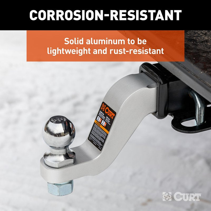 Curt 45361 Ball Mount, 8-1/2 in L, 4 in Drop, 3 in Rise, Class 3 Hitch, 1 in Dia Hitch Ball, Aluminum
