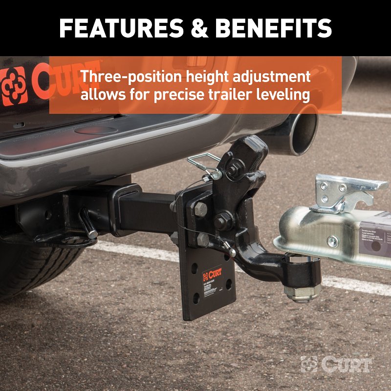 Curt 48323 Adjustable Pintle-Mount Plate, Steel, Carbide Powder-Coated, Black
