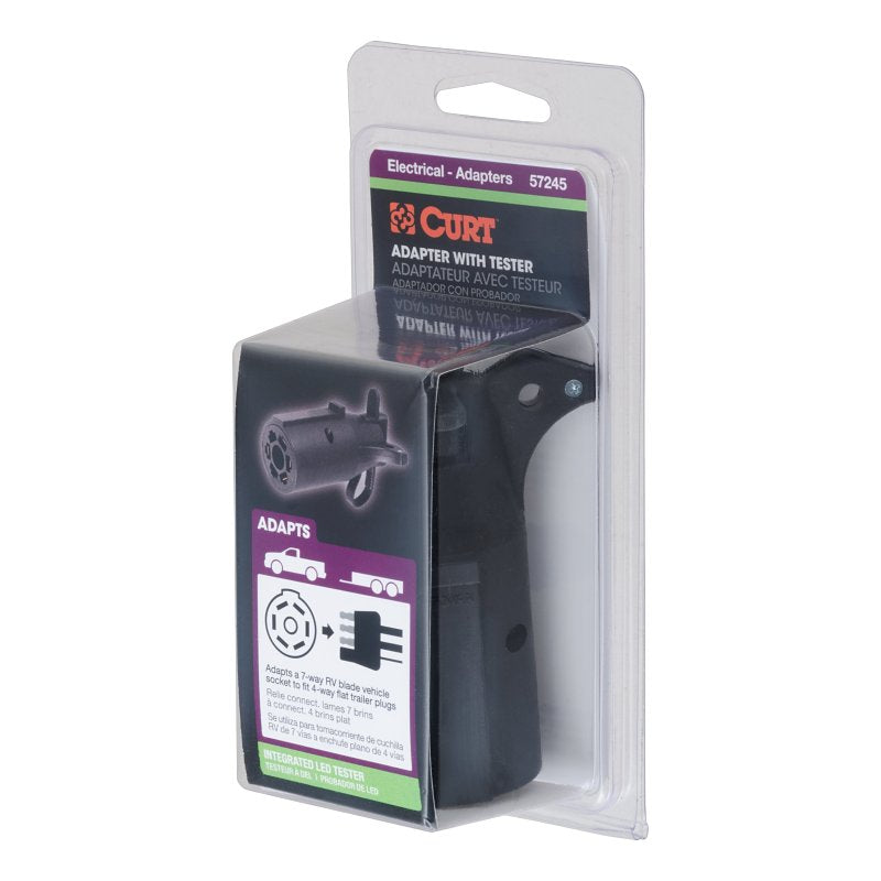 Curt 57245 Electrical Adapter with Tester, Plastic Housing Material, Black