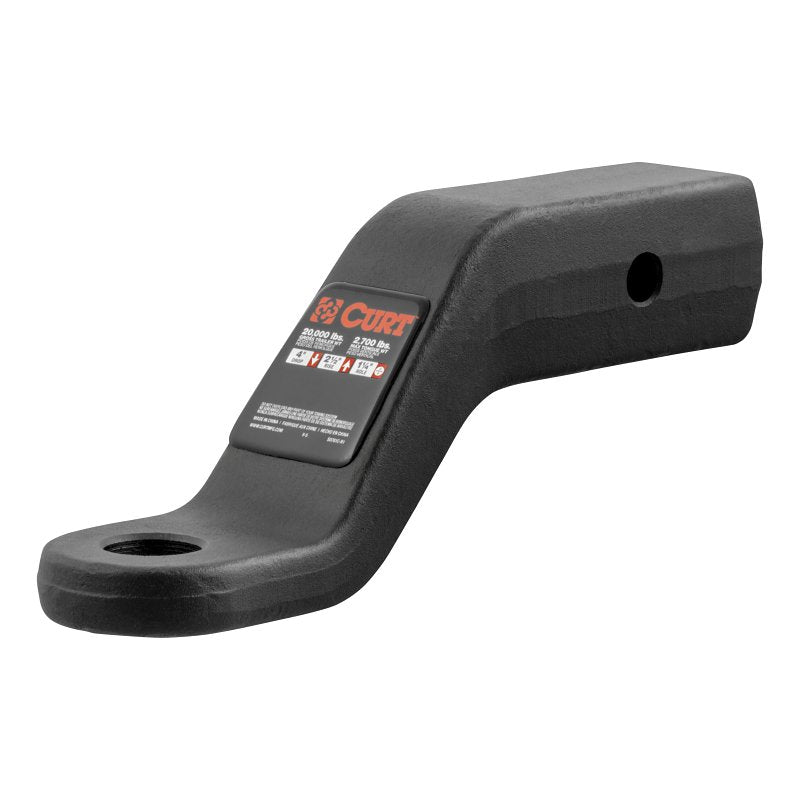 Curt 45458 Ball Mount, Cat Class 5, 1-Hole, 2-1/2 in, 1-1/4 in Dia Hitch Ball, Steel, Powder-Coated