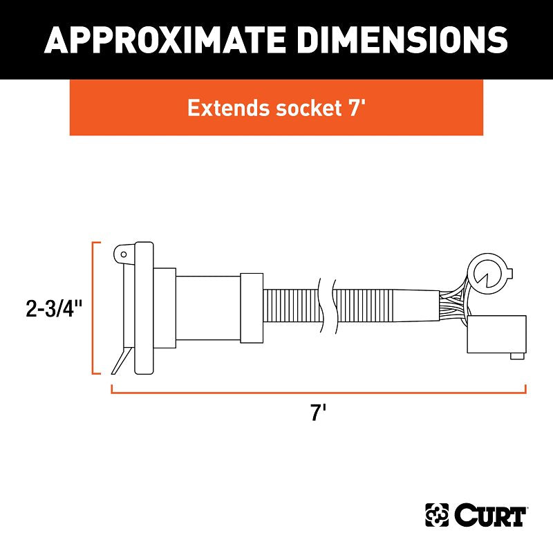 Curt 56070 Custom Wiring Harness Extension, 7 ft L