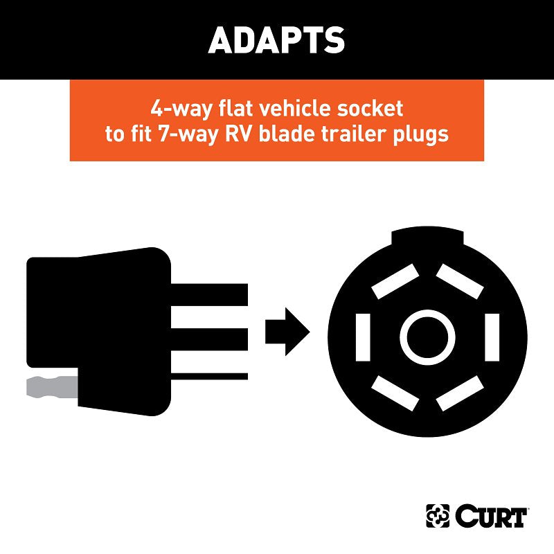 Curt 57184 Electrical Adapter, 7-Way, Includes: 4-Way Flat, 4-Way Round, 5-Way Flat, 6-Way Round